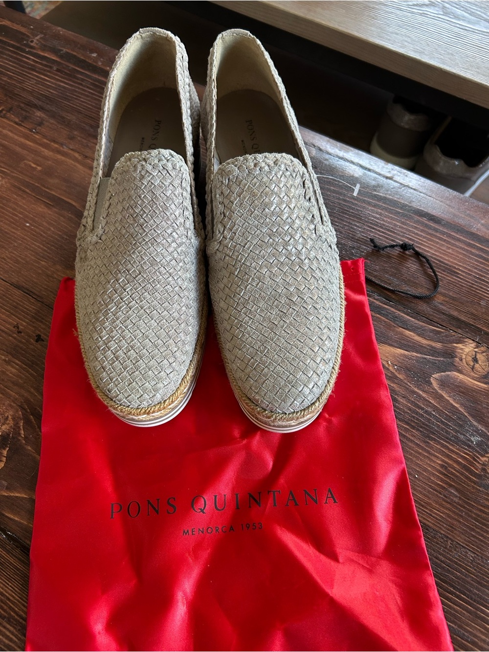 Pons Quintana Beige Woven Slip-On Loafers